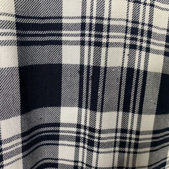 Abercrombie & Fitch B&W Plaid Tunic Women Small Roll Tab Sleeve Pockets - Picture 14 of 16